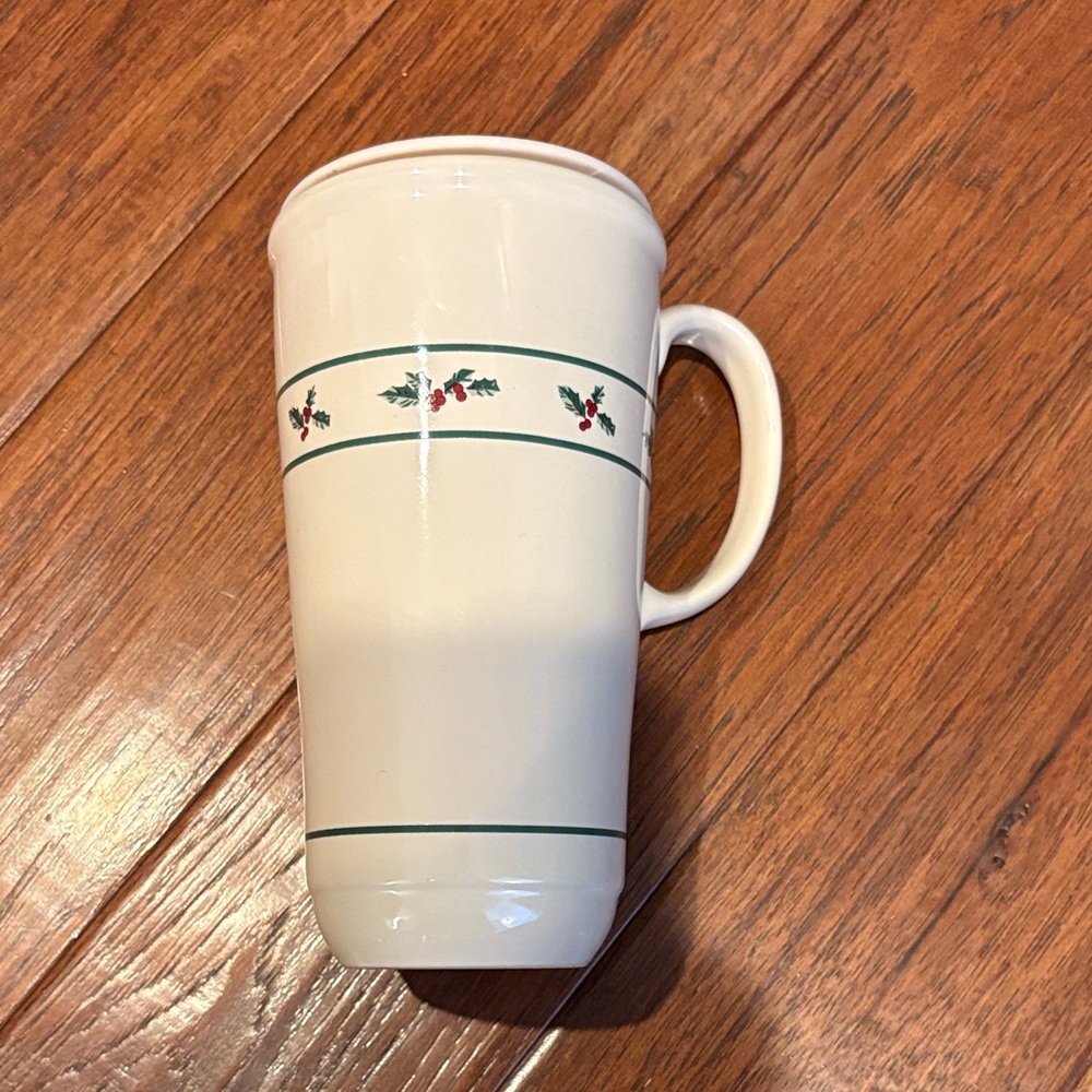 Longaberger Cream Mug with Holly Accents